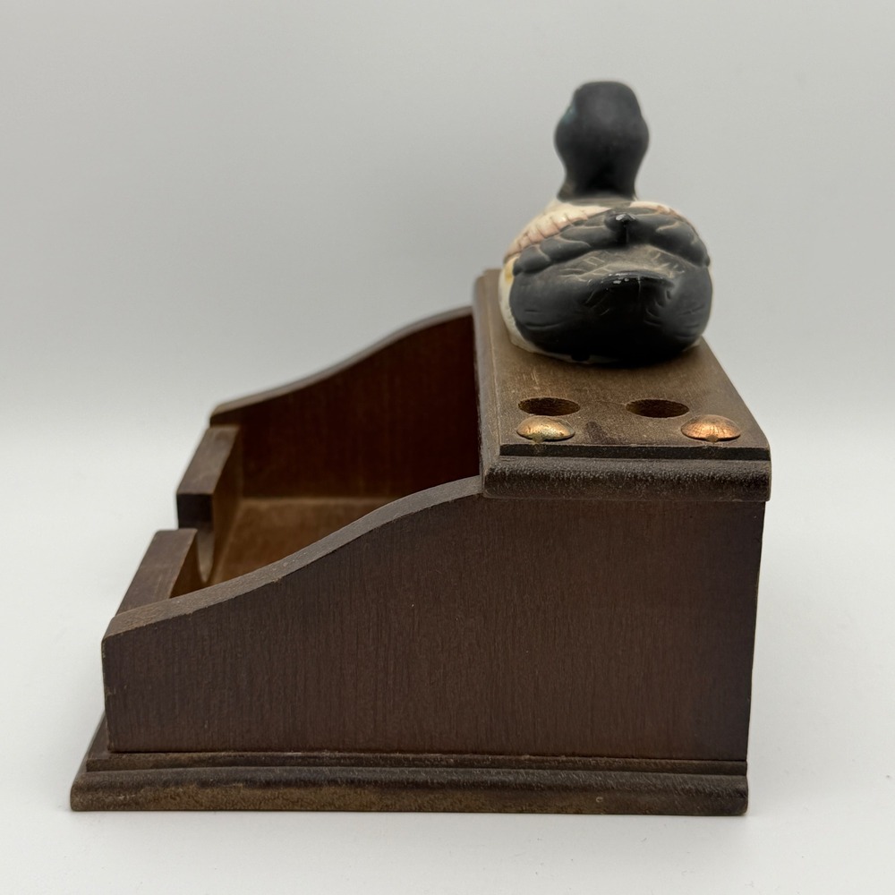 Mallard Duck Desk Organizer Pen Holder Rustic Lodge Wood Mail Holder Cabin Decor - Picture 4 of 10